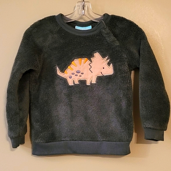 Dark green soft plush dinosaur sweatshirt - Picture 1 of 5